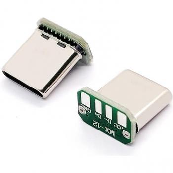 Conector Macho USB C 16P con Placa de Soldadura