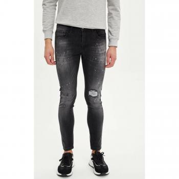Jean Slimfit Negros de Otoño para Hombre con Detalles Pintados