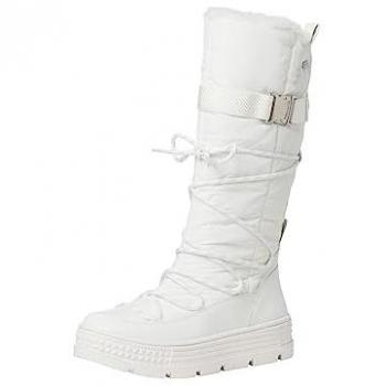Bottes en simili cuir verni et textile, blanches, femme, taille 37