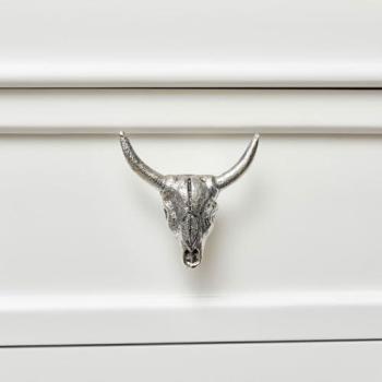 Sleek Metallic Silver Buffalo Skull Drawer Lever