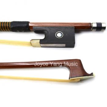 Archet de violon « Fish Eye » incrusté d’ébène, grenouille, daim, enroulé acajou – Cheveux cheval – 3/4