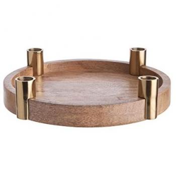 BUTLERS ACACIA Dekoteller mit 4 Kerzenhaltern Ø26cm