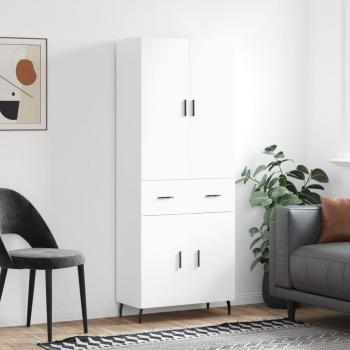 Aparador alto de madera contrachapada blanco 69,5x34x180 cm