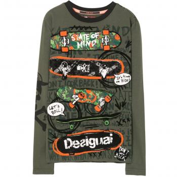 Camisa Desigual Ts_fermin, Manga Larga Niños, Verde Tropical 4026, Talla 104