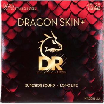 Cordes de guitare basse DR Strings 5 cordes 45-125 Dragon Skin+ Coated