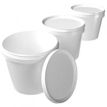 Rutschsichere Eimer mit Deckel, 5L, Weiß, 3er Set
