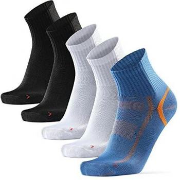 DANISH ENDURANCE Calzini Sportivi 5 Paia (Blu/Arancione, Nero, Bianco)
