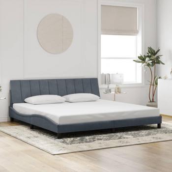 Cadre de lit gris foncé 200x200 cm en velours sans matelas