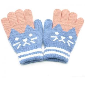 Gants en laine douce pour enfants 4-10 ans, tricotés, motif chat, unisexe, mitaines à doigts complets