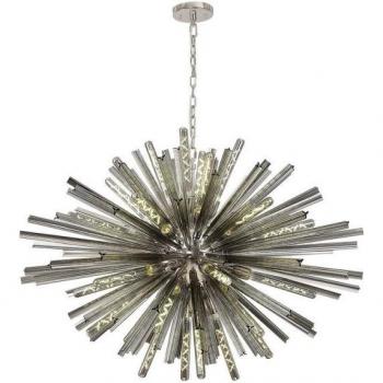 Hornby 32 Bulb Pendant Light Polished Nickel Smoke Glass