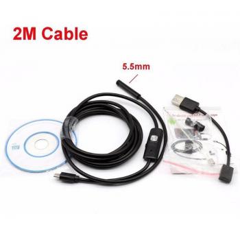 Caméra boroscope Android HD, tube flexible 5,5 mm, IP67, 2 m ou 5 m