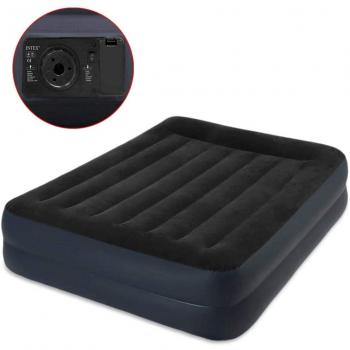 Intex Matelas avec oreiller en PVC 152x203 cm Noir