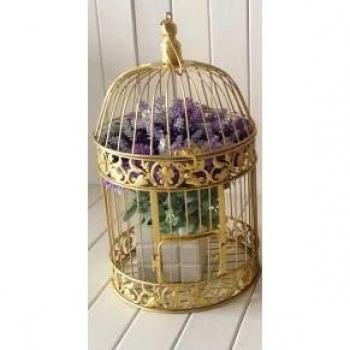 Cage à oiseaux en métal doré fait main