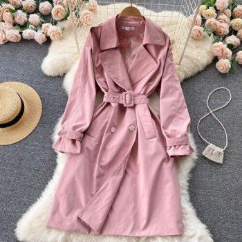 Abrigo Doble Botonadura Vintage Mujer Rosa/Azul/Beige