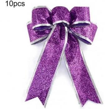Holiday Shine Bow Kit – 10 Big Glitter Beauty Bows (24×21 cm), 5‑Tone Variety