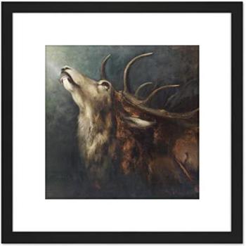 Black Mounted “Dying Deer” Diefenbach 8x8 Square Artwork
