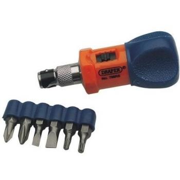 Compact 7-Set Ratchet Screwdriver and Bits