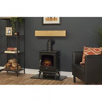 Adam Oak Beam Hearth with Aviemore Black Stove Pipe