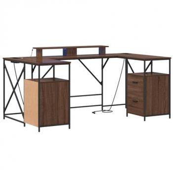 VidaXL Bürostuhl-Design: Schreibtisch Braun, Eichenoptik, 182 × 101 × 87,5 cm