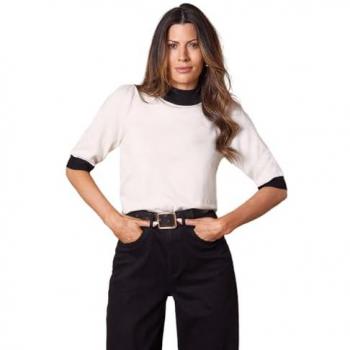 Delicate Tipped Sleeve Knitted Shirt