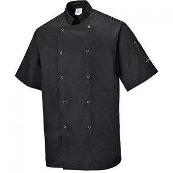 Portwest Cumbria Chefs Short Sleeve Jacket, Black