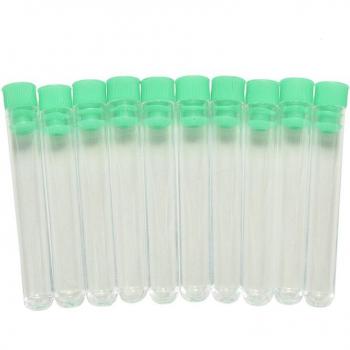 Tubos de ensayo de laboratorio, poliestireno transparente, 10 Uds. con tapa verde