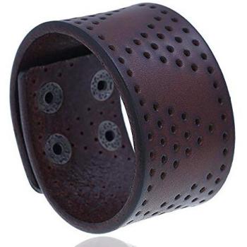 Bracelet Force Homme – Cuir Biker Marron Zb0326