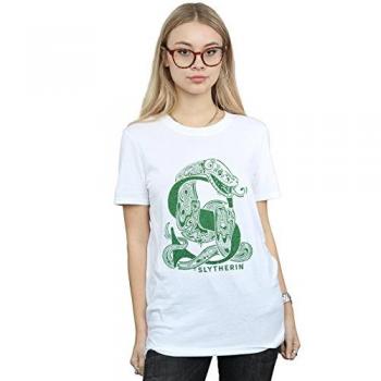 Camiseta de Algodón Brillante Slytherin – Harry Potter, Estilo Femenino M