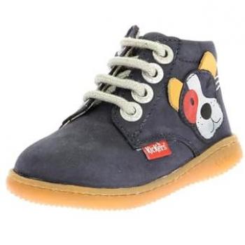 Kickers Kickbillista, Stivaletti in pelle con lacci e cerniera per bambini, colore Cane Marino, taglia 23 EU
