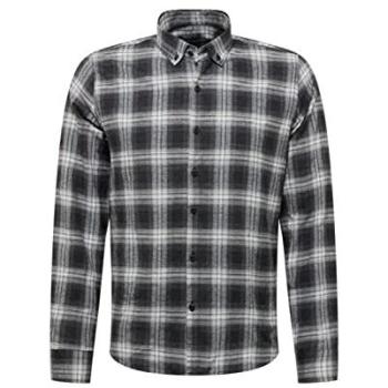 Camisa Trendyol ajuste ceñido talla L/42/14, tejido blend 50% algodón / 50% poliéster, combinaciones grafito-blanco