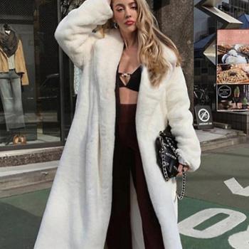 Manteau à revers en fausse fourrure – Peluche épaisse, hiver 2023, femme