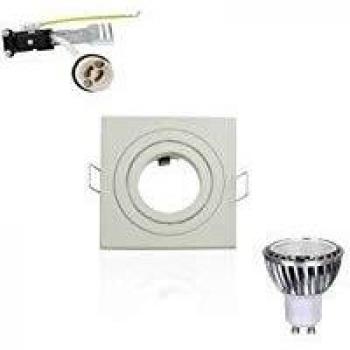 Kit Spot Encastrable Carré 5W COB 4100K Dimmable Blanc