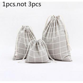 3 Size Lattice Design Cotton Drawstring Backpack