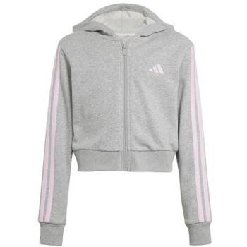 Adidas Essentials Pull à Capuche Zippé Fille Gris