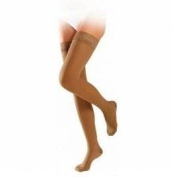 Bas transparents auto-fixants de contention SIGVARIS DIVIN ECLAT classe 2 couleur doré mat taille M hauteur longue