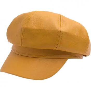 Windproof PU Leather Curved Brim Hat