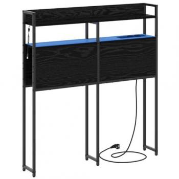 Bois d’Ingénierie Tête de Lit avec Étagère, Chêne Noir, 80 cm