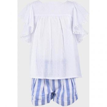 Conjunto de blusa y short para niña en azul