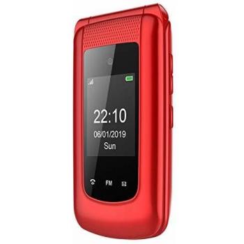 Téléphone Portable Senior 3G Clapet Débloqué Grandes Touches Rouge