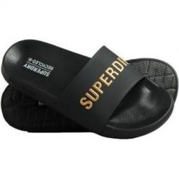 Chanclas Superdry Code Logo Vegan negro dorado mujer