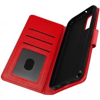 Cartera de Cuero para Galaxy A32 con Soporte Integrado – Rojo