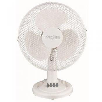 12 White Office Fan with Oscillation Feature and 3 Variable Speeds, Adjustable Head