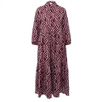 S.Oliver BLACK LABEL Maxikleid Baumwollkleid mit grafischem Print und Volants