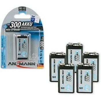 ANSMANN 9V 300mAh Piles rechargeables NiMH (pack de 6 unités)