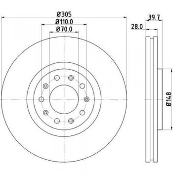 Disque de frein HELLA 8DD 355 116‑631 – modèle ventilé 305 mm