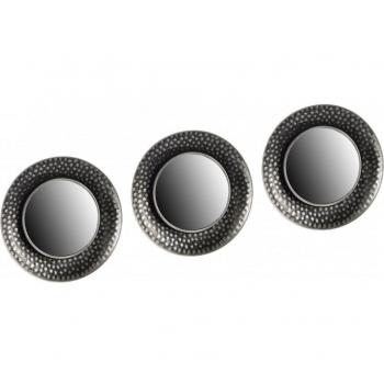 Set de 3 espejos de pared negro y plata 25 cm