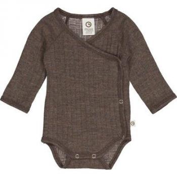 Müsli Woll-Wickelbody langarm Rippqualität Merinowolle 74
