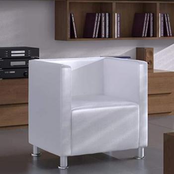VidaXL White Faux Leather Cube Seat