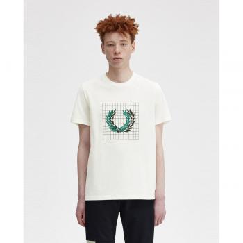 Fred Perry T-shirt met Laurel Wreath en Ruitprint