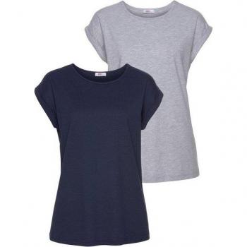 Flashlights T-Shirt Set, Damen, 2 Stück, grau meliert